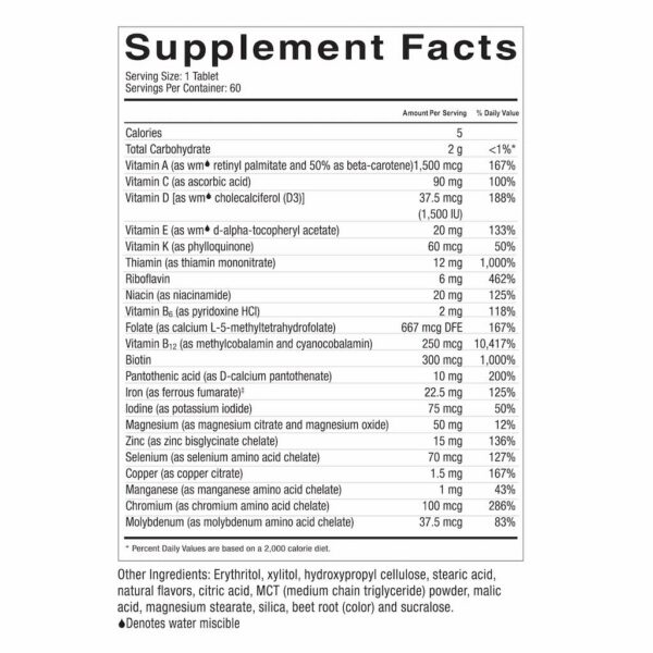 Version 1.0.0 Celebrate Vitamins Multi-Complete vista trasera del paquete