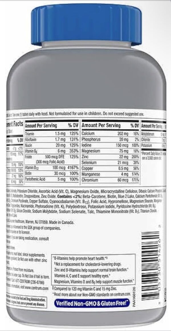 Frasco de Centrum Silver con etiqueta