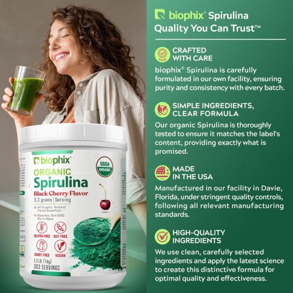 Cereza negra biophix espirulina polvo suplemento nutritivo saludable