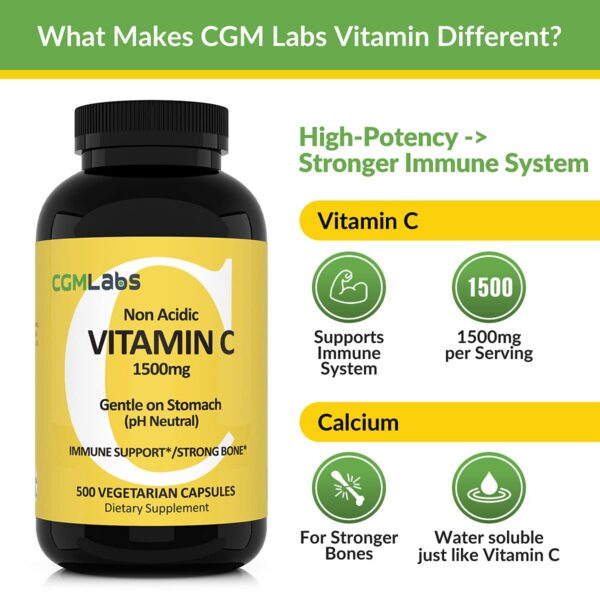 CGMLABS cápsulas Vitamina C no ácida para sistema inmune