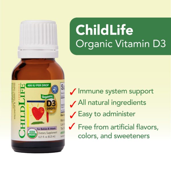 envase lateral ChildLife Essentials gotas vitamina D3 orgánicas bebés