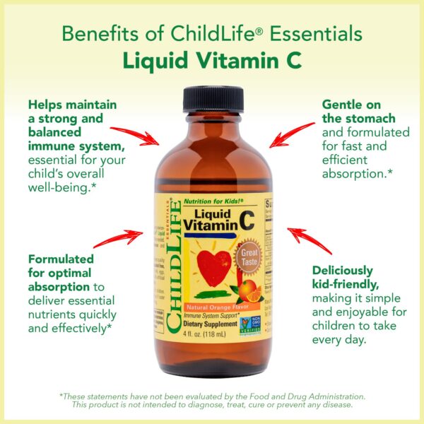 Envase lateral vitamina C líquida ChildLife Essentials