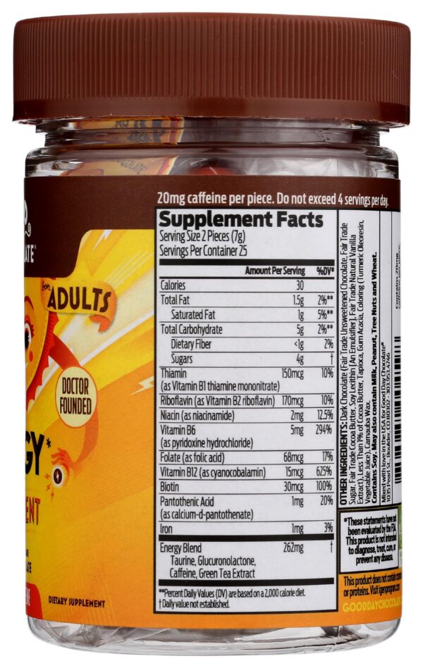 Chocolate energético natural sin lácteos ni organismos modificados