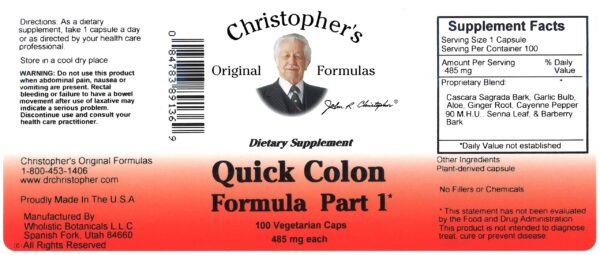 Version 1.0.0 Christopher's Original Formulas Quick Colon mezcla herbal