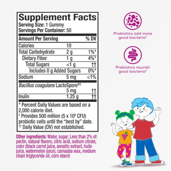 Cierre del frasco Align probiótico niños gomitas salud digestiva