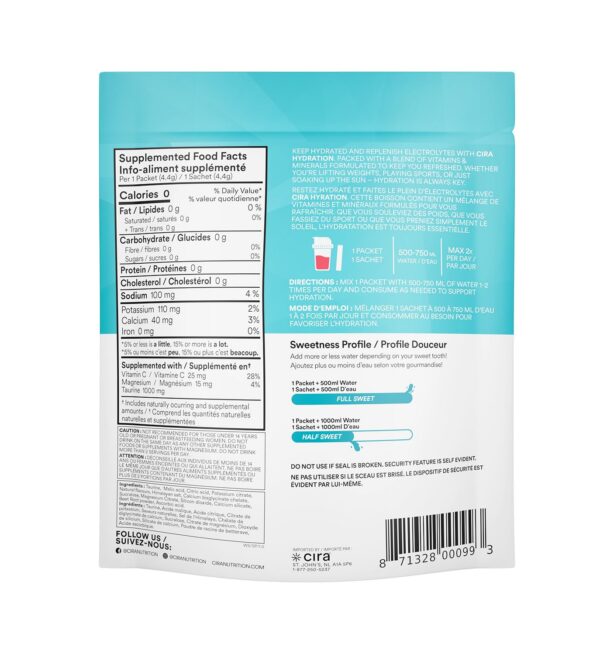 Caja de 20 porciones de Cira Hydration Stick Packs sabor sandía