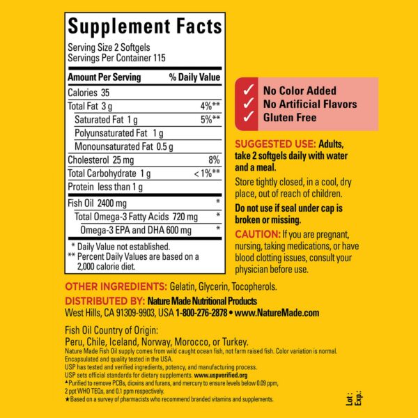 Close-up de etiqueta EPA y DHA