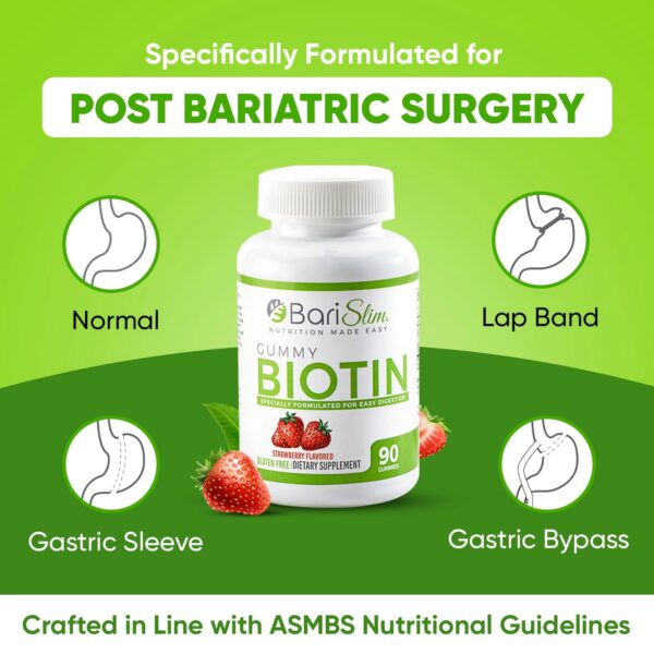 Close up gomitas BariSlim biotina para post cirugía
