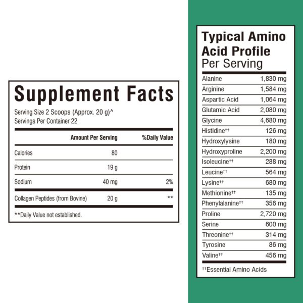 Version 1.0.0 Colágeno en polvo sobre fondo blanco