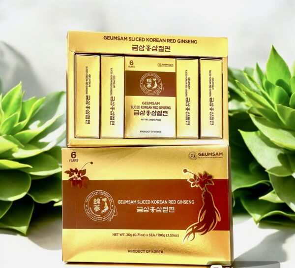 Rodajas de ginseng rojo en presentación