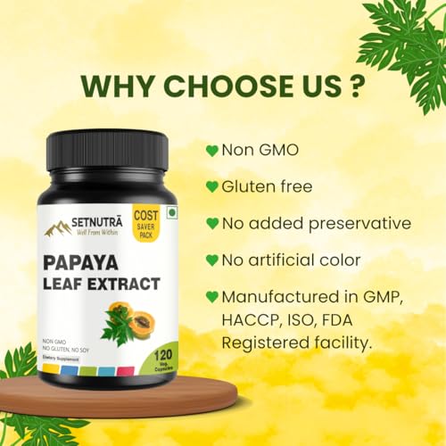 Comparación de cápsulas de hoja de papaya SETNUTRA con otros productos