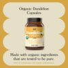Parte trasera envase cápsulas diente de león orgánico