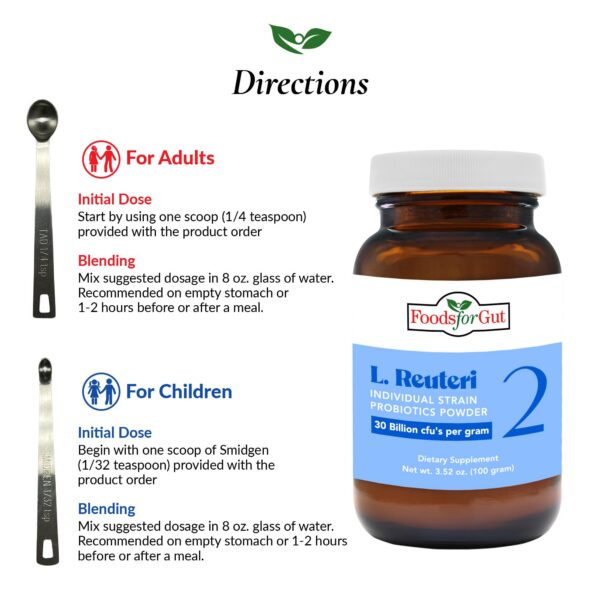 Composición polvo probiótico Foods For Gut Lactobacillus Reuteri