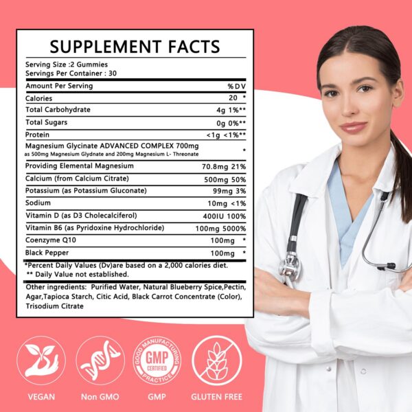 Conjunto de gomitas magnesio glycinato frambuesa