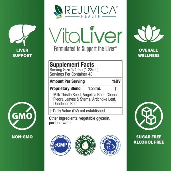 VitaLiver suplemento hepático natural sin alcohol en presentación líquida