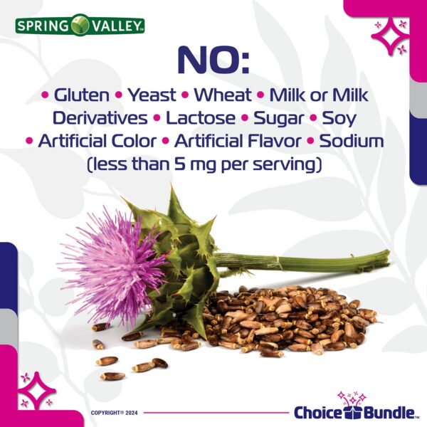 Detalle de cápsulas cardo mariano Spring Valley para salud general