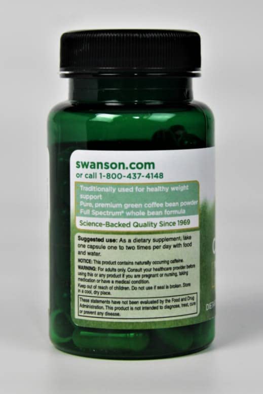 Contenido cápsulas café verde Swanson 400 mg