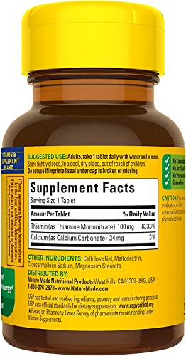 Contenido interior tableta Nature Made B1 100 mg