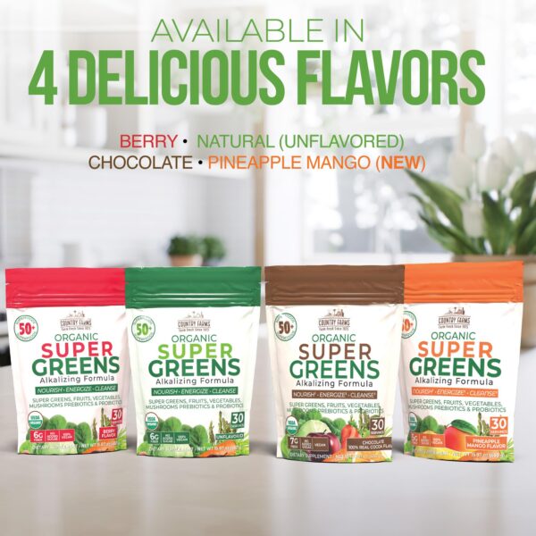 Superalimentos verdes orgánicos en polvo Country Farms Super Greens