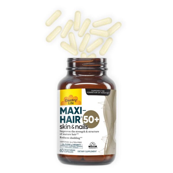 Suplemento Country Life Maxi-Hair 50+ en cápsulas para hombres y mujeres