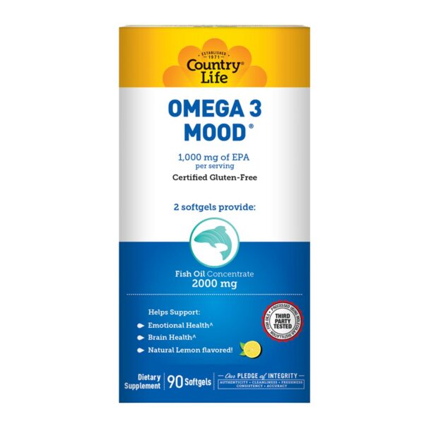 Frasco y caja Country Life Omega 3 Mood