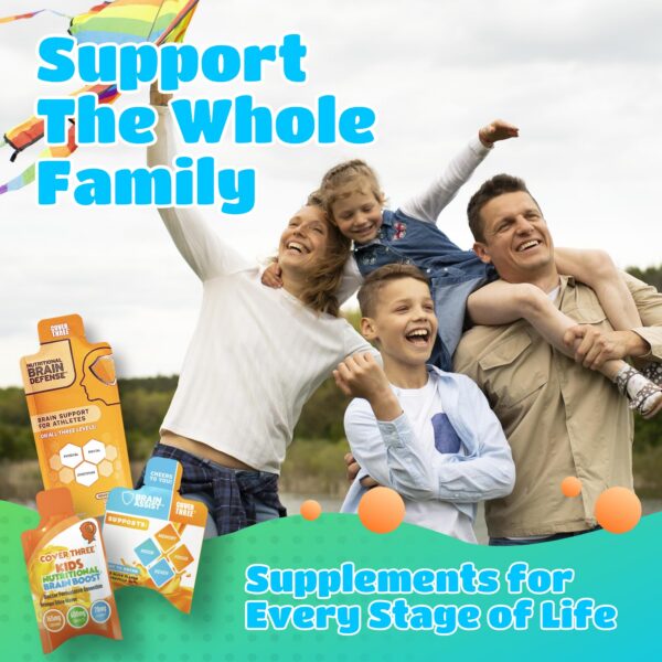 Cover Three logo y producto infantil