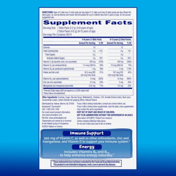 Cristales emergen-c kidz sobres para sistema inmune infantil