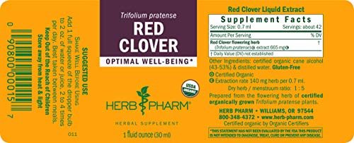 Cromatografía Herb Pharm extracto trébol rojo certificado