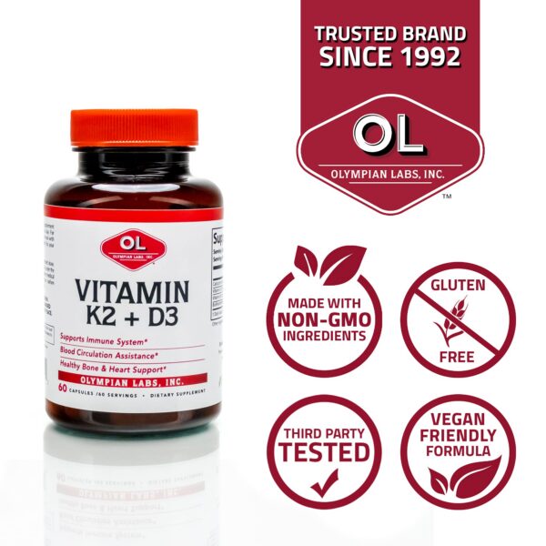 Envase de Olympian Labs D3+K2