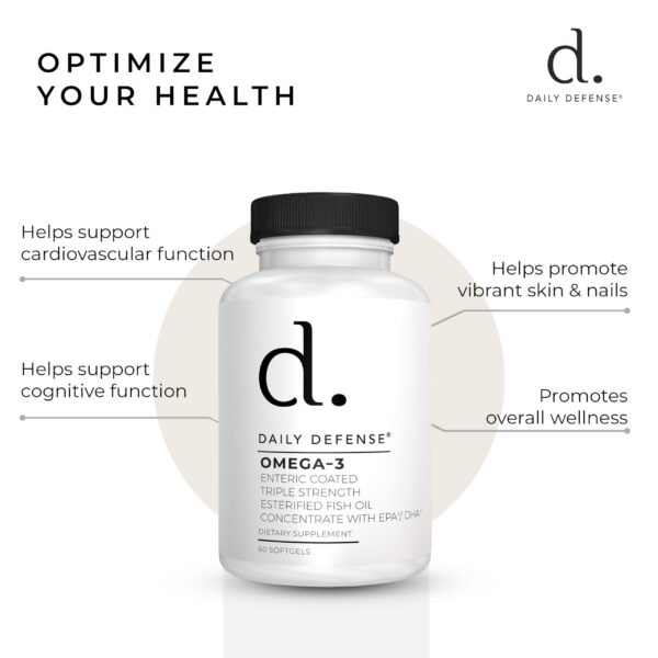 Daily Defense omega-3 bottle inside packaging