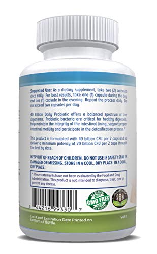 Daily Probiotic etiqueta informativa probiótico salud digestiva