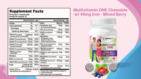 Vista detalle BariatricPal multivitaminico en tabletas masticables