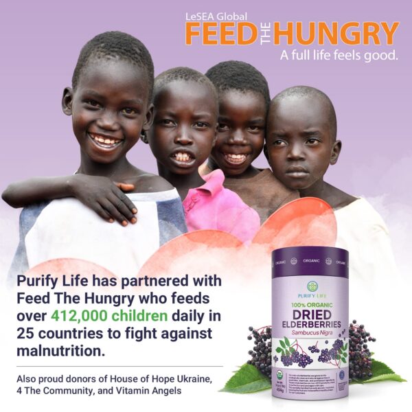 Detalle de bayas secas de saúco negro Purify Life orgánico