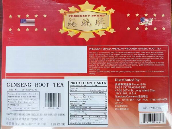 Detalle bolsitas de té de ginseng americano Wisconsin