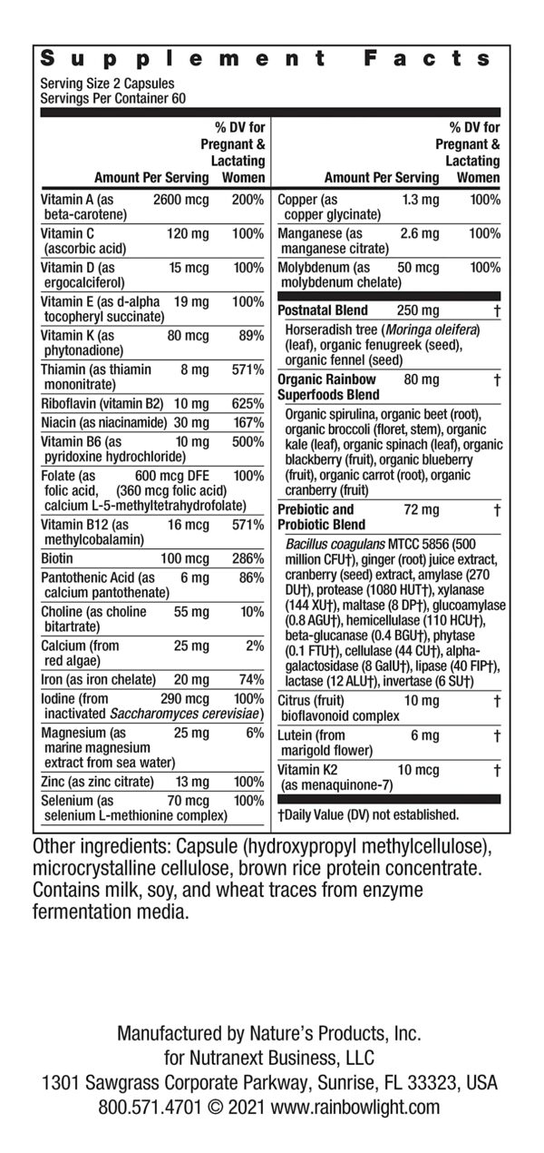 Detalle caja multivitaminas Rainbow Light Vibrance