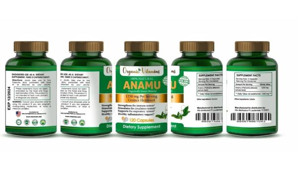 detalle caja vitaminas Anamu cultivo orgánico 240 cápsulas
