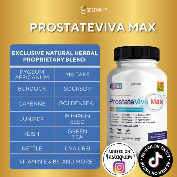 Detalle cápsula suplemento prostático GREENVIFY ProstateViva Max