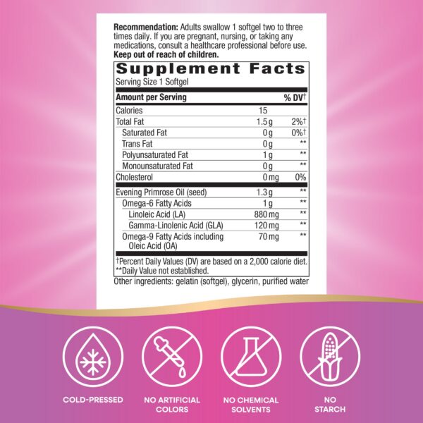 Detalle cápsulas aceite onagra Nature's Way