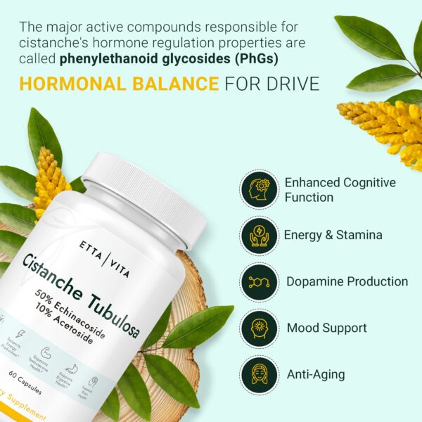 Detalle de cápsulas Cistanche Tubulosa para apoyo hormonal