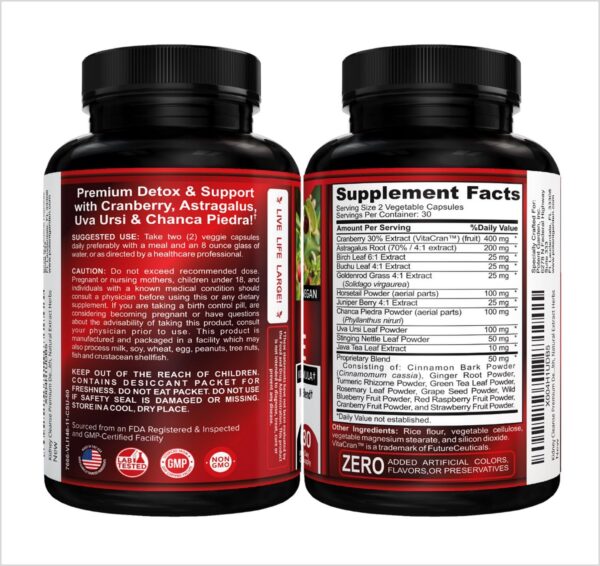 Detalle cápsulas detox naturales para riñones y vejiga