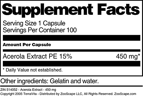 Detalle cápsulas Extracto Acerola TerraVita 450 mg