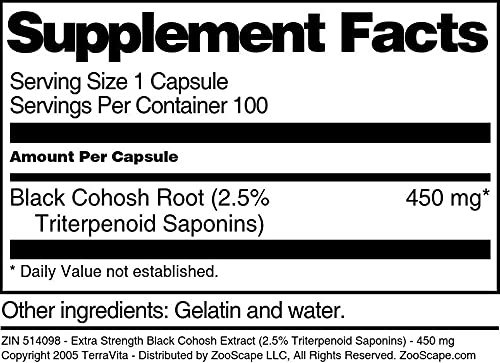 Version 1.0.0 Detalle de las cápsulas de extracto de Cohosh Negro extra fuerte