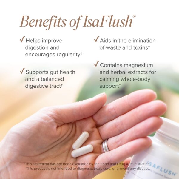 Detalle cápsulas Isagenix IsaFlush apoyo digestivo suave