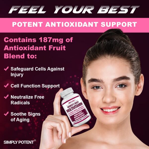 Detalle cápsulas multivitaminas Simply Potent mujer