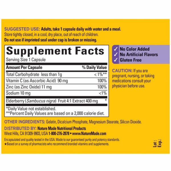Version 1.0.0 Detalle cápsulas Nature Made saúco y vitamina C