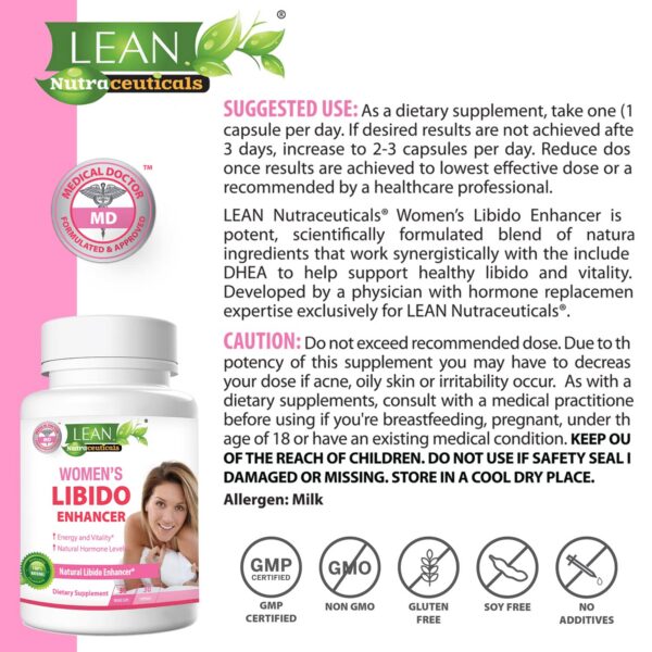 Detalle cápsulas potenciador de libido LEAN Nutraceuticals