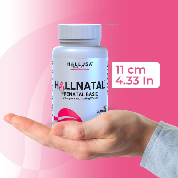 Detalle cápsulas prenatales Hallusa Natural