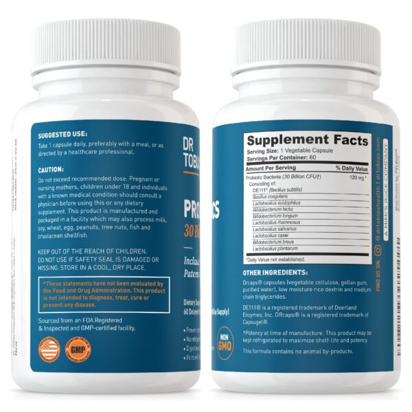 Detalle de cápsulas probióticos Dr. Tobias