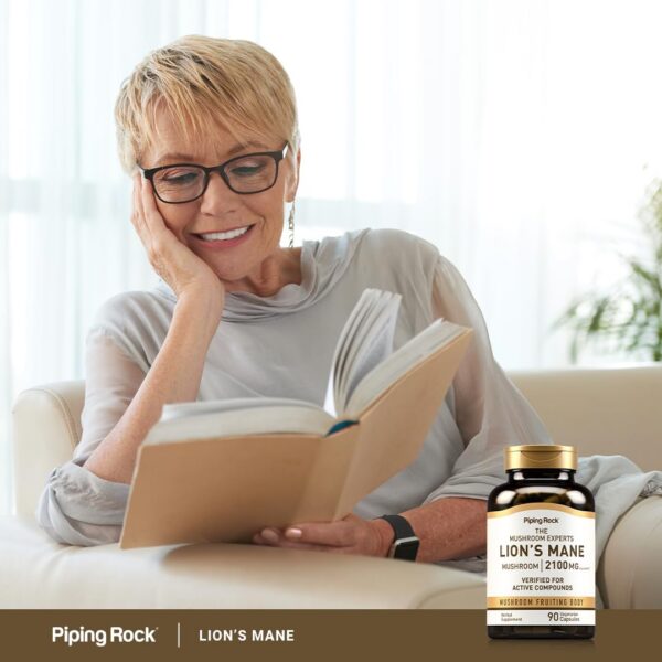 Detalle cápsulas suplemento lions mane piping rock 2100 mg