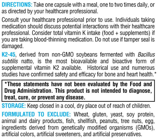 Version 1.0.0 Detalle cápsulas XYMOGEN K2-45 vitamina K2 MK-7